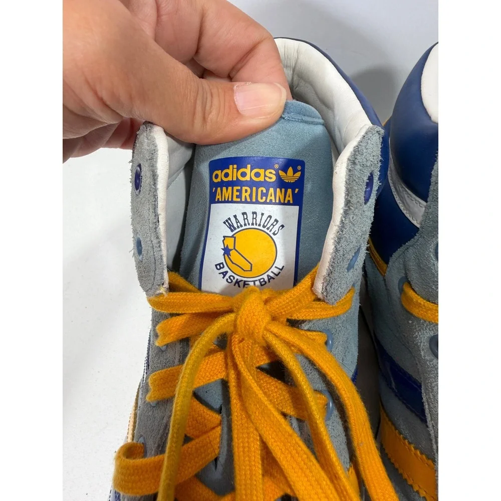 Adidas Americana Hi Golden‎ State Warriors Blue Yellow Suede High Top Sneakers